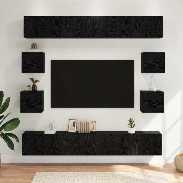 TV szekrény garnitúra 8 pcs 100 x 30 x 30 cm Fekete Tölgy