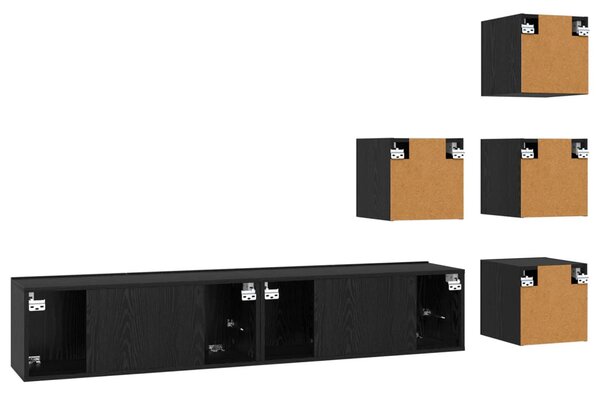 TV szekrény garnitúra 6 pcs 80 x 30 x 30 cm Fekete Tölgy