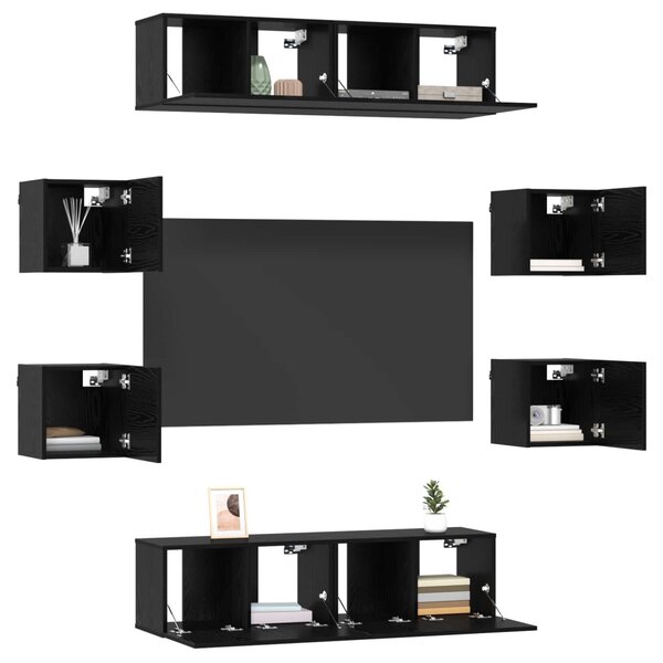 TV szekrény garnitúra 8 pcs 120 x 30 x 30 cm Fekete Tölgy