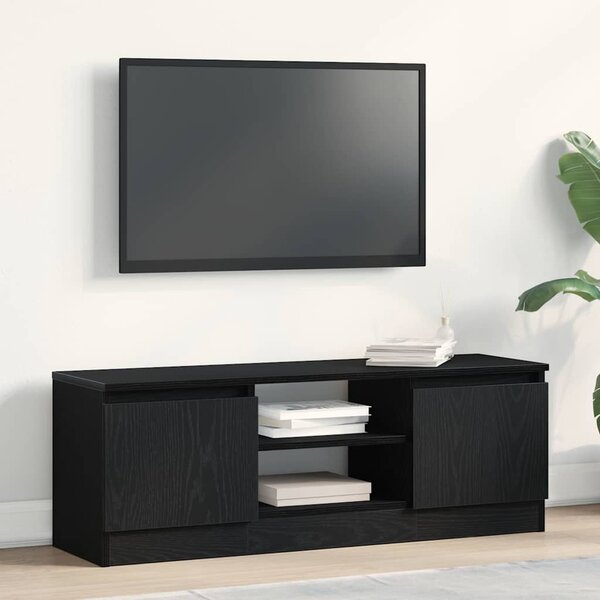 Fekete tölgy színű szerelt fa TV-szekrény 102x30x36 cm