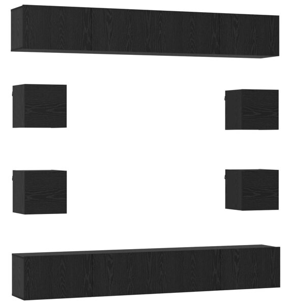 TV szekrény garnitúra 8 pcs 100 x 30 x 30 cm Fekete Tölgy