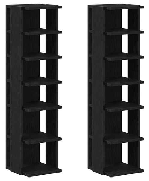 2 db fekete tölgy szerelt fa cipőszekrény 25x27x102 cm