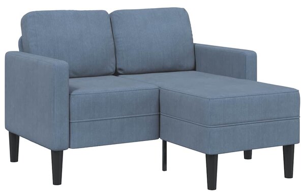Kék vászon 2 üléses kanapé L-alakú kanapéval 125 cm