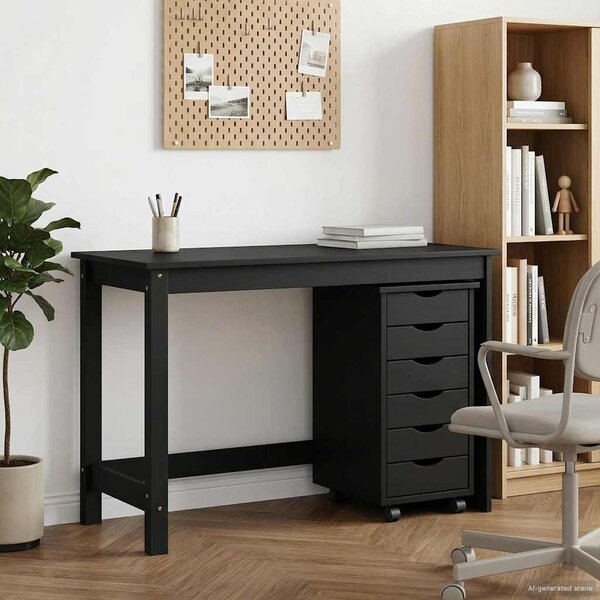 Íróasztal és gurulós szekrény szett MOSS 2 pcs Fekete