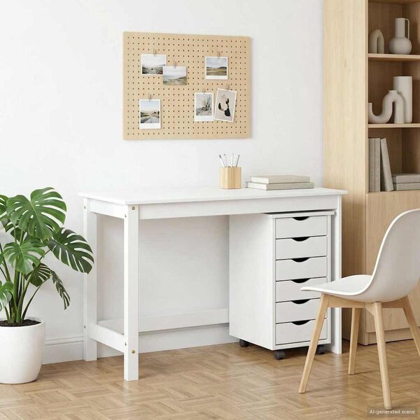 Íróasztal és gurulós szekrény szett MOSS 2 pcs Fehér