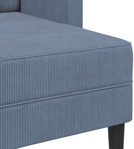 Kék vászon 2 üléses kanapé L-alakú kanapéval 125 cm
