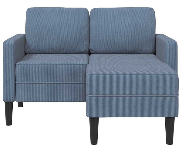 Kék vászon 2 üléses kanapé L-alakú kanapéval 125 cm