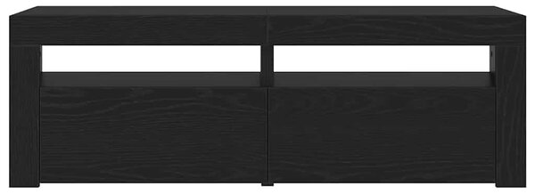 Fekete tölgy szerelt fa TV-szekrény LED-ekkel 120x35x40 cm