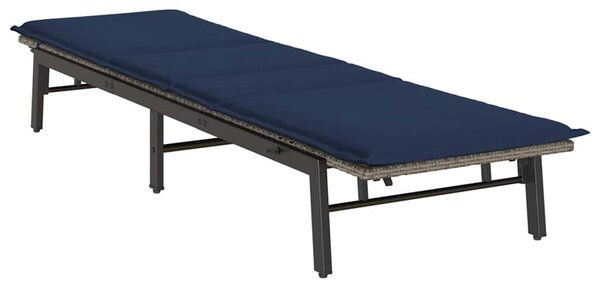 Szürke polyrattan napozóágy párnával