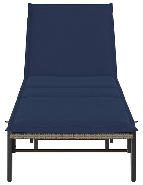 Szürke polyrattan napozóágy párnával