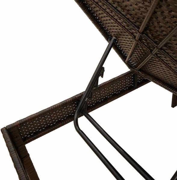Barna polyrattan napozóágy párnával 55x200x44 cm