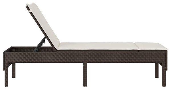 Barna polyrattan napozóágy párnával 55x200x44 cm