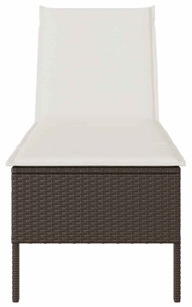 Barna polyrattan napozóágy párnával 55x200x44 cm