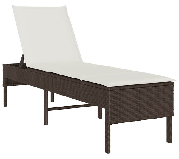 Barna polyrattan napozóágy párnával 55x200x44 cm