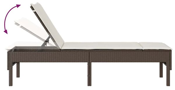 Barna polyrattan napozóágy párnával 55x200x44 cm
