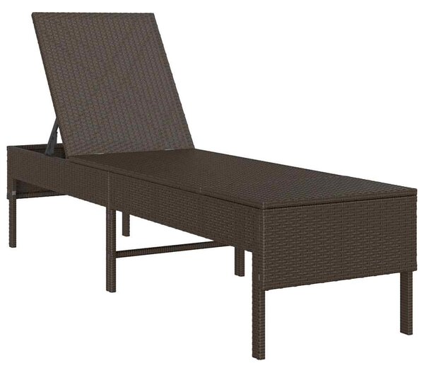Barna polyrattan napozóágy párnával 55x200x44 cm