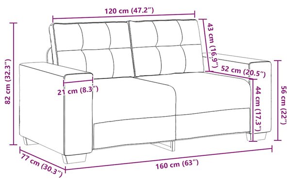 Sötétszürke bársony loveseat kanapé 160x77x82 cm