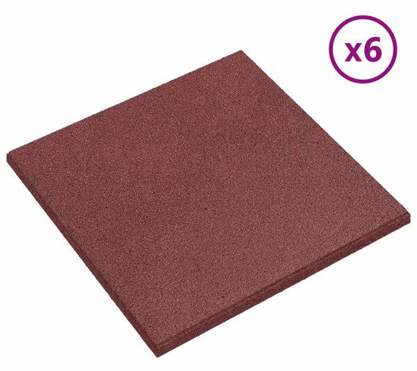 VidaXL Esés elleni védelmi csempék 6 pcs Piros 50 x 50 cm Gumi