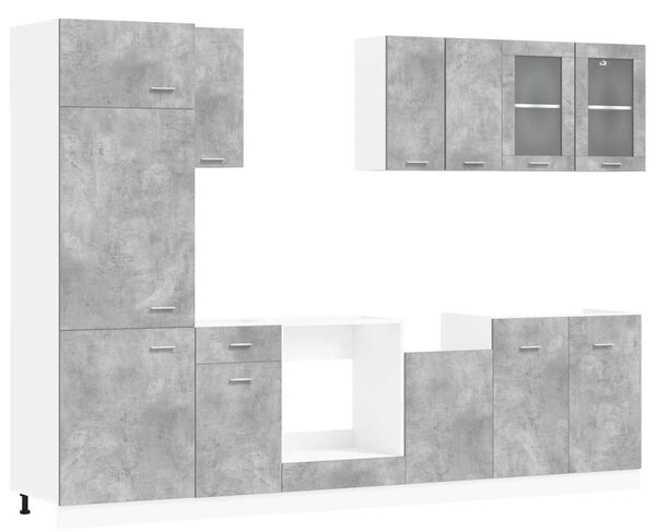 Konyhai Egység Lyon 8 pcs Betonszürke Szerelt Fa