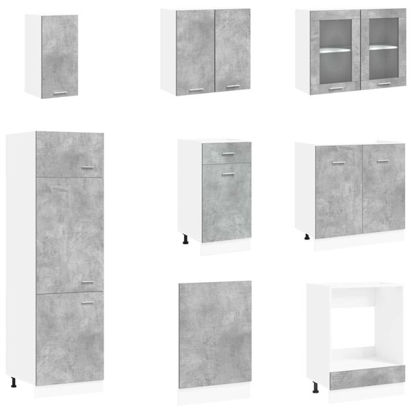 Konyhai Egység Lyon 8 pcs Betonszürke Szerelt Fa