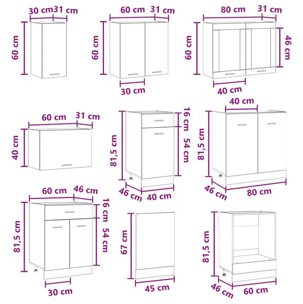 Konyhai Egység Lyon 8 pcs Faanyag