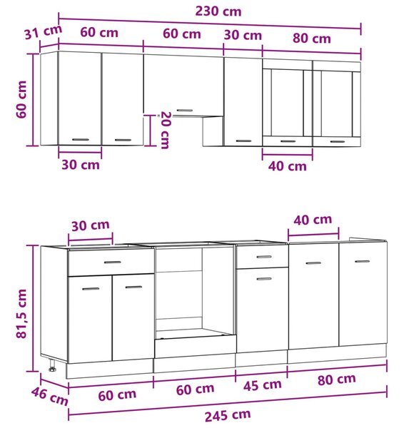 Konyhai Egység Lyon 8 pcs Faanyag