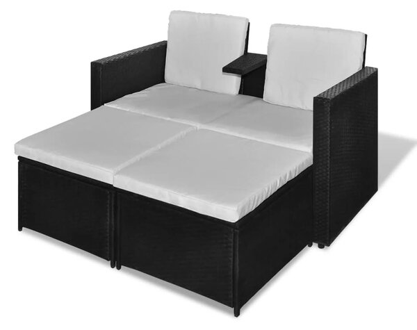 8 részes fekete kerti polyrattan pihenőszett