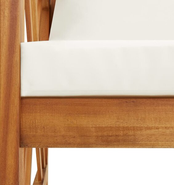 Tömör akácfa kerti pad párnákkal 119 cm