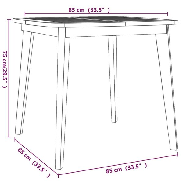 VidaXL tömör akácfa kerti asztal 85 x 85 x 75 cm
