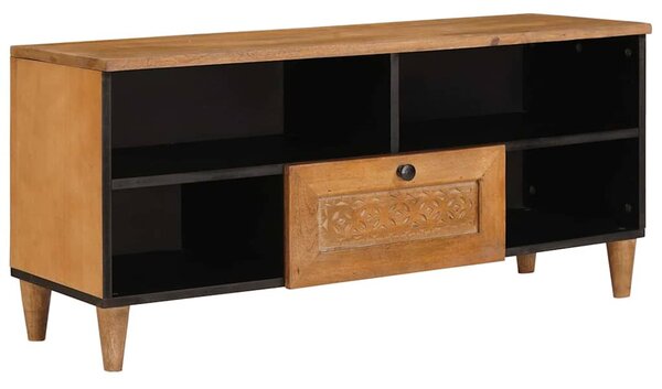 TV szekrény fiókkal polcokkal 100 x 33 x 46 cm Tömör Mangófát