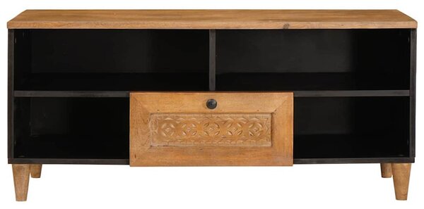 TV szekrény fiókkal polcokkal 100 x 33 x 46 cm Tömör Mangófát