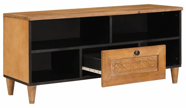 TV szekrény fiókkal polcokkal 100 x 33 x 46 cm Tömör Mangófát
