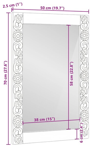 Fali tükör Walnut barna 70 x 50 cm Szerelt fa és Üveg