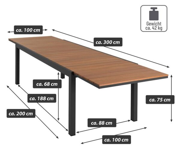 Összecsukható kerti asztal fa/ aluminium