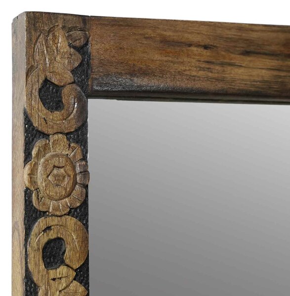 Fali tükör Walnut barna 70 x 50 cm Szerelt fa és Üveg