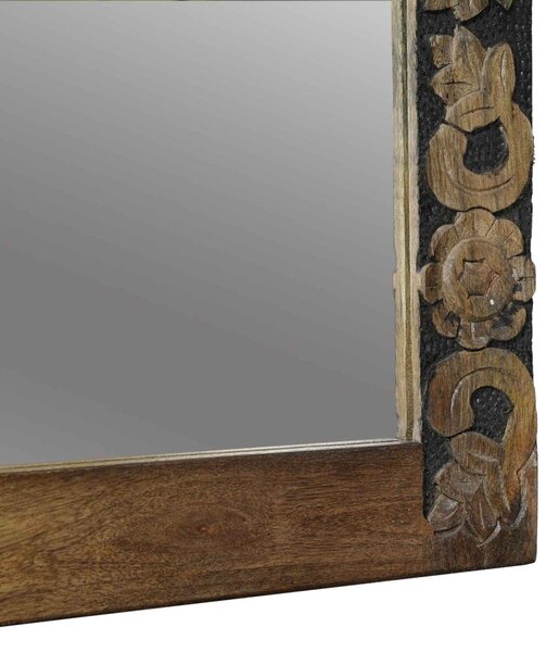 Fali tükör Walnut barna 70 x 50 cm Szerelt fa és Üveg
