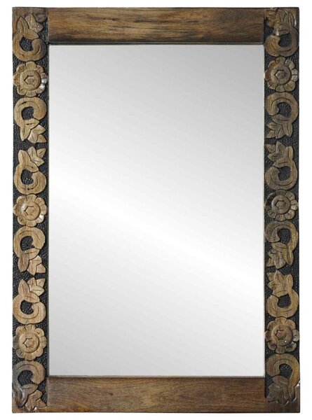 Fali tükör Walnut barna 70 x 50 cm Szerelt fa és Üveg