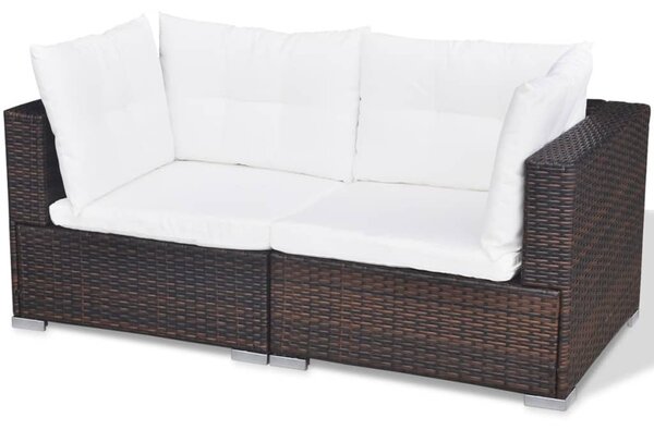 10-részes barna polyrattan kerti bútorszett párnákkal