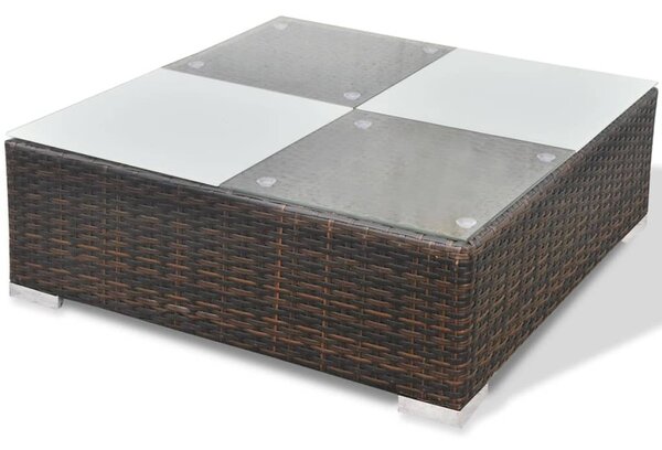 10-részes barna polyrattan kerti bútorszett párnákkal