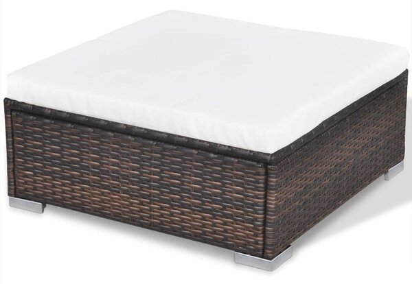 10-részes barna polyrattan kerti bútorszett párnákkal