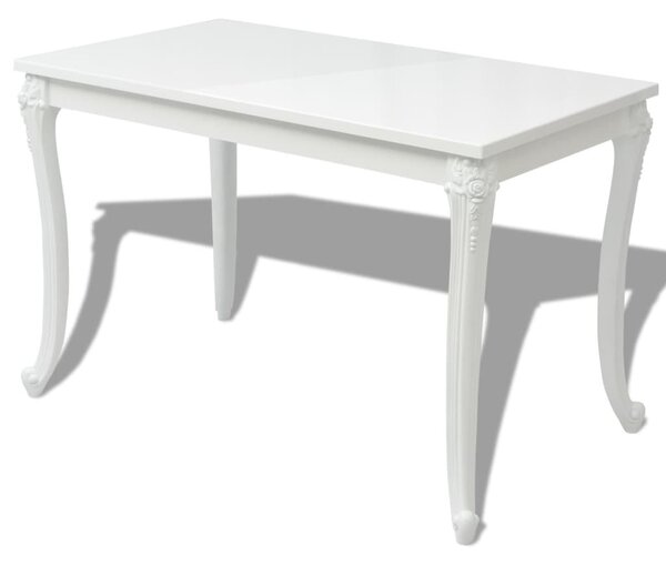 Fehér magasfényű étkezőasztal 116 x 66 x 76 cm