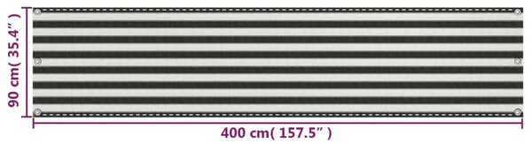 Balkon napellenző HDPE 90x400 cm Antracit és fehér