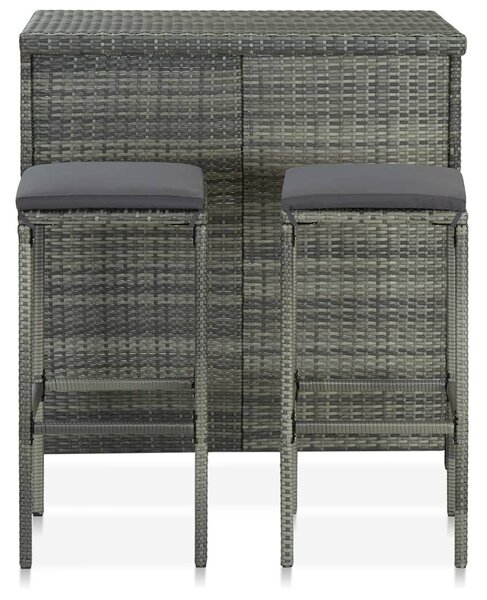 3 részes szürke polyrattan bárszett