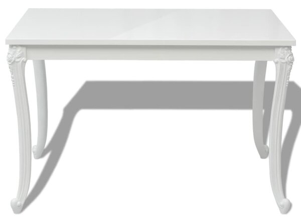 Fehér magasfényű étkezőasztal 116 x 66 x 76 cm