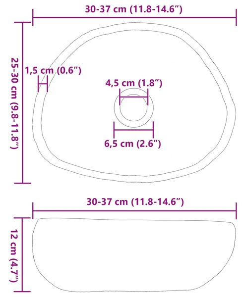Folyóköves mosdó Világosszürke (30-37) x (25-30) x 12 cm
