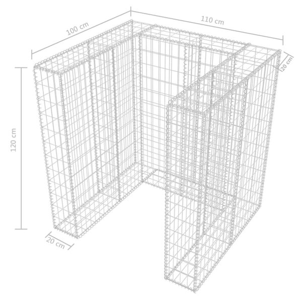 Acél gabion 1 db gurulós kukához 110 x 100 x 120 cm