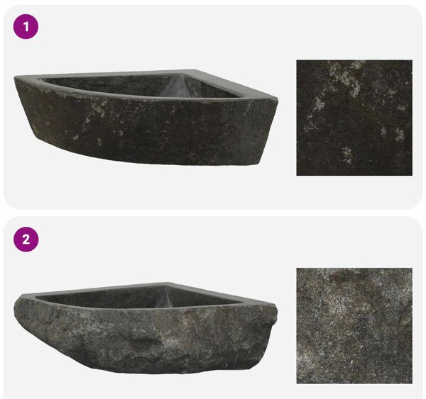 Mosdó Szürke (30-37) x (30-37) x 12 cm Folyami kő