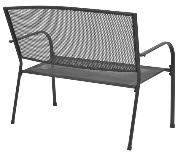 Antracitszürke rácsos acél kerti pad 108 cm