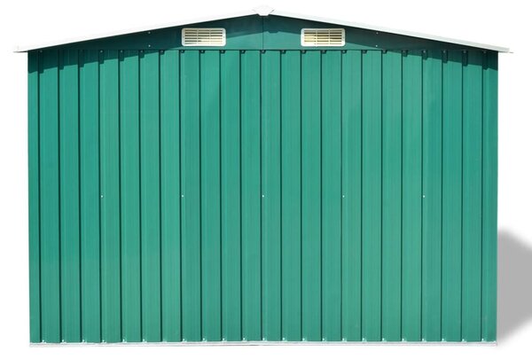 Zöld fém kerti fészer 257 x 205 x 178 cm