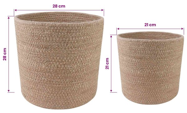 VidaXL Növényi Cserép Készlet 2 pcs Természetes Ø 28 x 28 cm